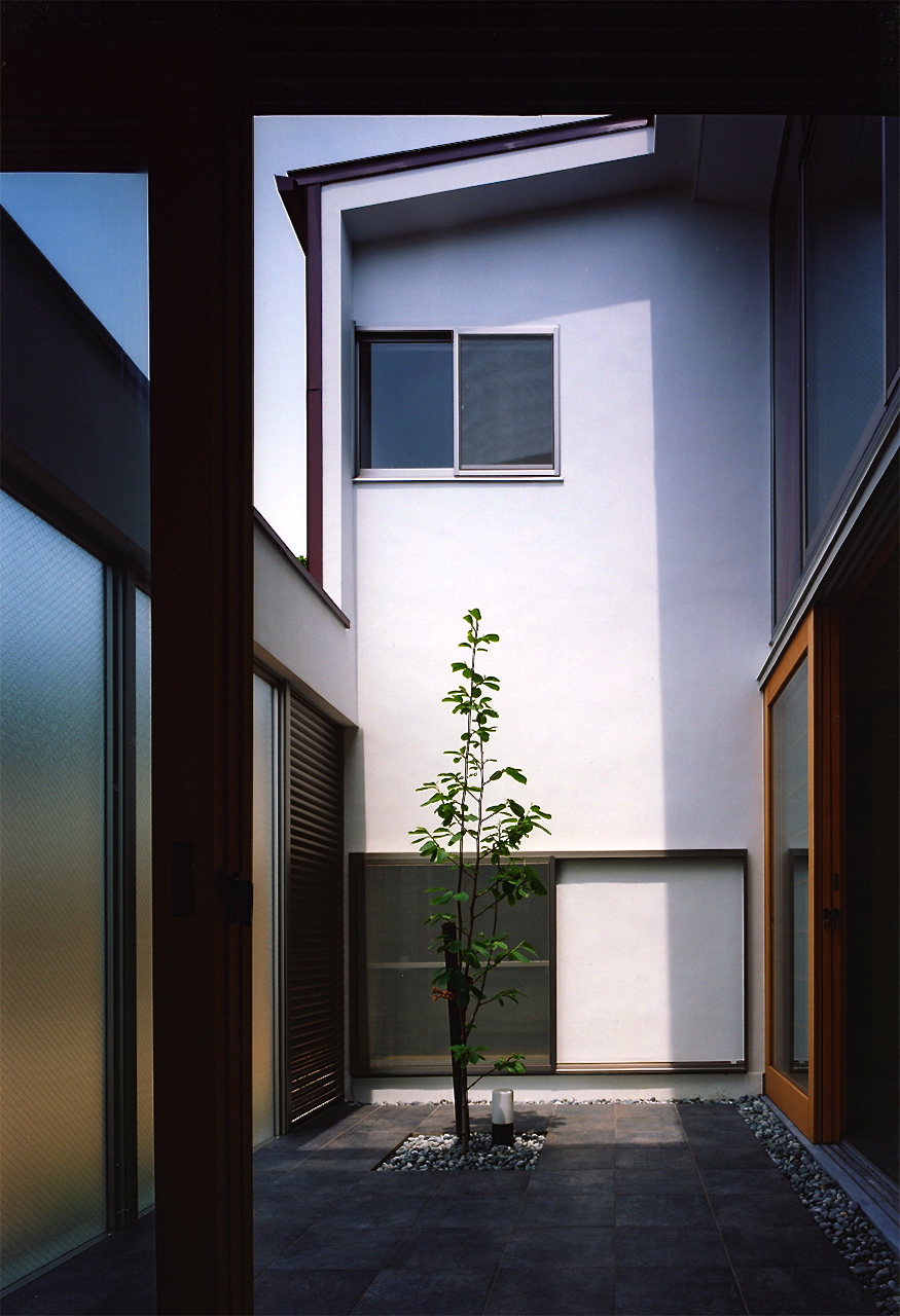 洗面所からの中庭の様子｜兵庫県神戸市の木造住宅｜庄司洋建築設計事務所
