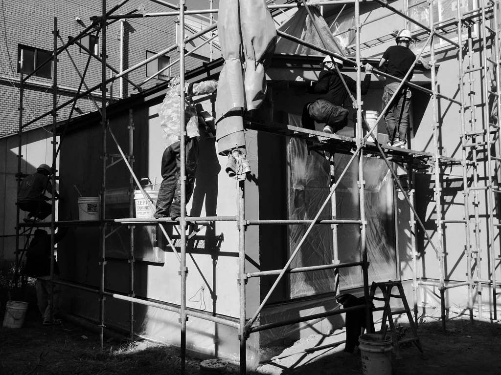 左官工事の様子